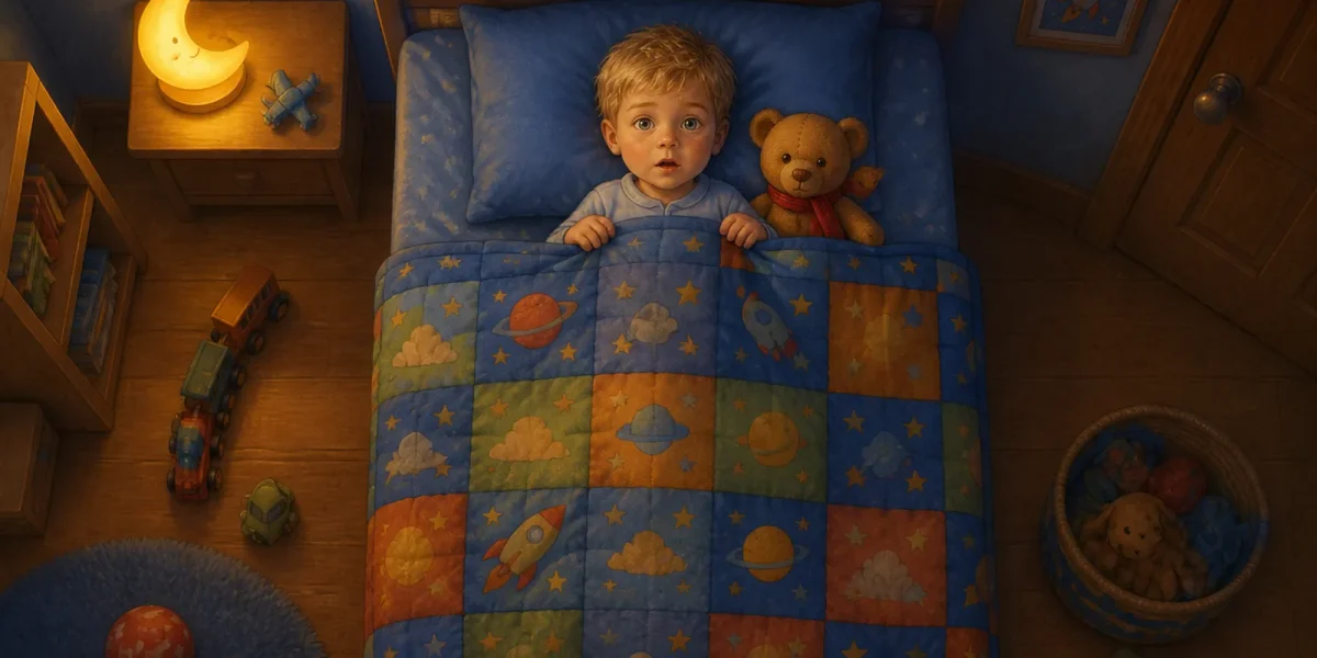 Illustration aus einem Beispielbuch · Noah, Nounours und die Sternenlampe